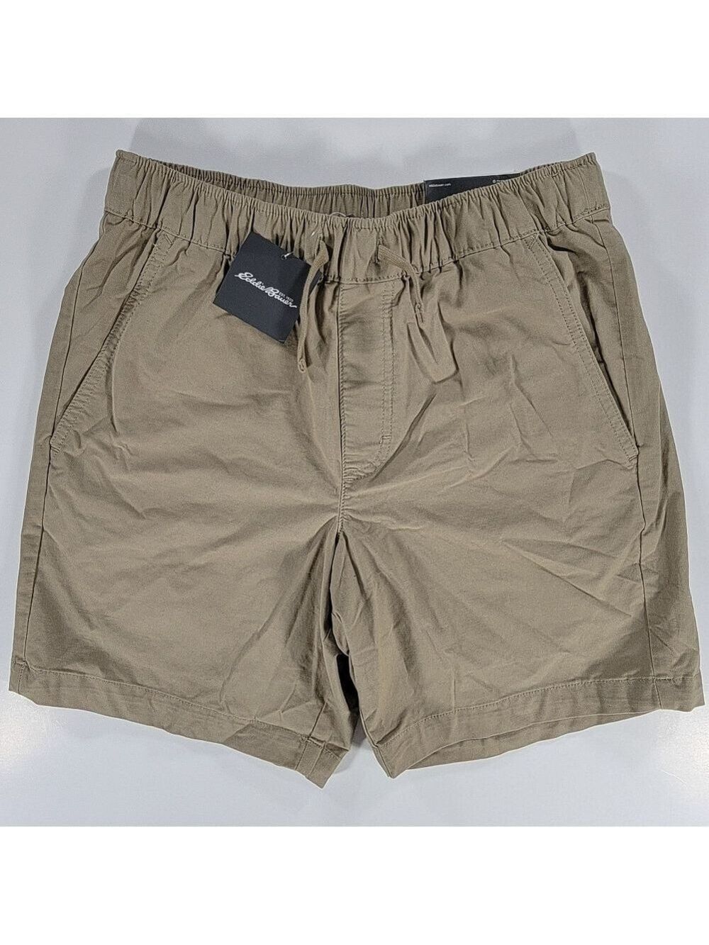 Eddie Bauer Voyager Pull-On Shorts Mens Small Beige Stretch Twill Chino Hiking